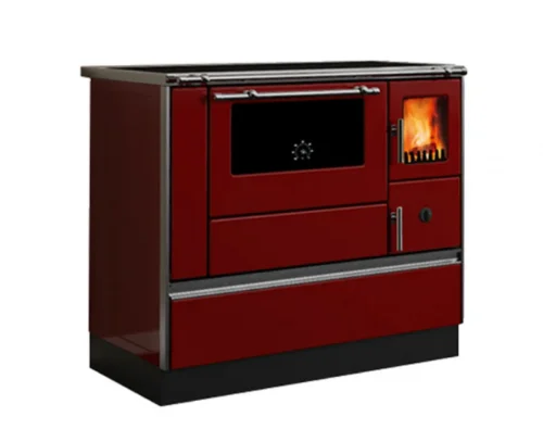 Šporet na čvrsto gorivo Alfa Plam 90H Dominant, crveni, levi ECO
